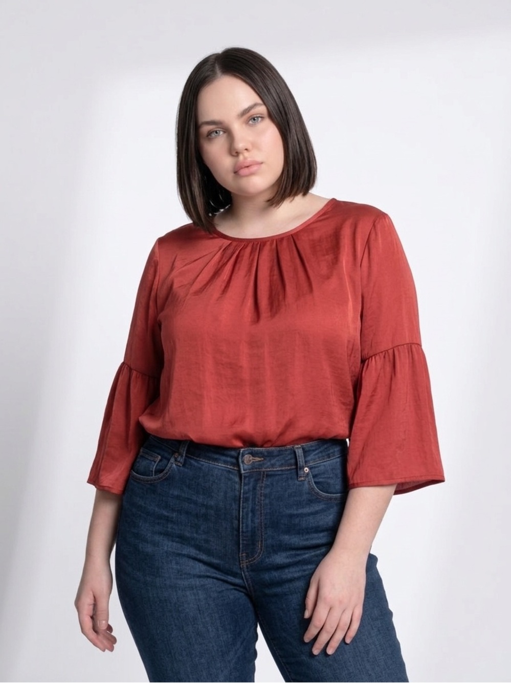 BOHO NWOT RELAXED WOMENS RED BLOUSE SZ LG